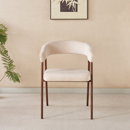SET DEAL 6 stuks: Eetkamerstoel Japandi beige Mula walnoot