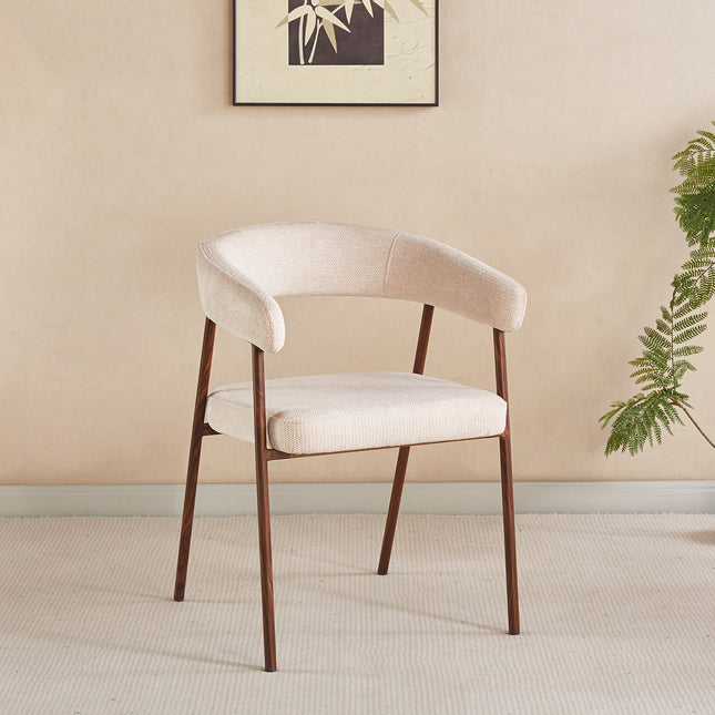 SET DEAL 4 stuks: Eetkamerstoel Japandi beige Mula walnoot