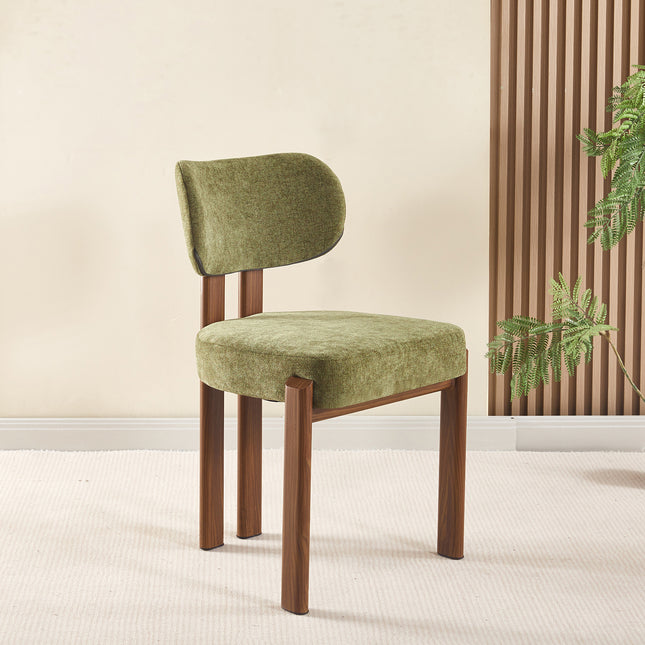 SET DEAL 6 stuks: Eetkamerstoel Japandi groen Naomi walnoot