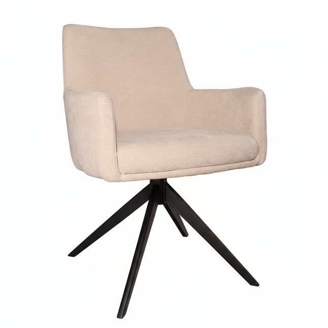 Eetkamerstoel draaibaar beige chenille Nola