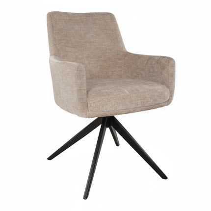 SET DEAL 4 stuks: Eetkamerstoel draaibaar taupe chenille Nola