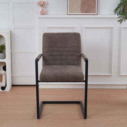 SET DEAL: 6 stuks Eetkamerstoel met armleuning grijs microvezel Noor
