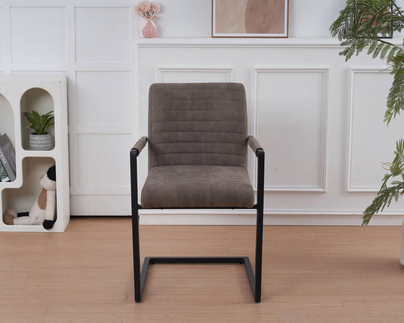 SET DEAL: 6 stuks Eetkamerstoel met armleuning grijs microvezel Noor