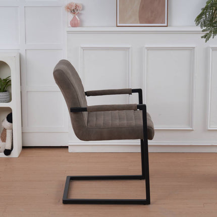 SET DEAL: 6 stuks Eetkamerstoel met armleuning grijs microvezel Noor