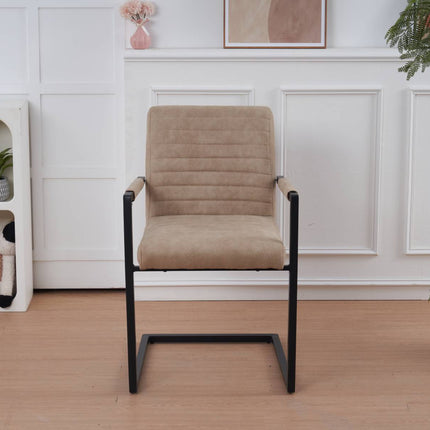 SET DEAL: 4 stuks Eetkamerstoel met armleuning zand microvezel Noor