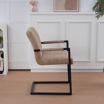 SET DEAL: 4 stuks Eetkamerstoel met armleuning zand microvezel Noor