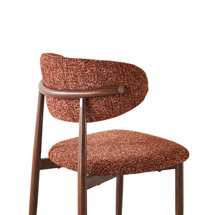 Eetkamerstoel Japandi rood Reika walnoot