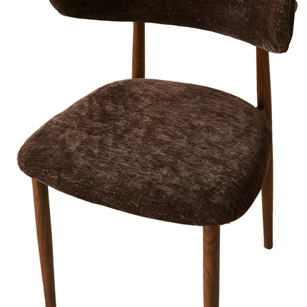 SET DEAL 6 stuks: Eetkamerstoel Japandi donkerbruin velvet Reika walnoot