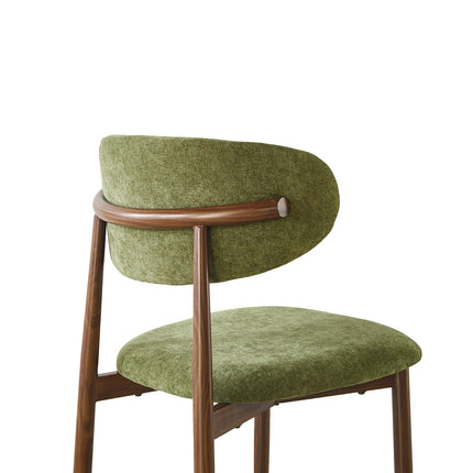 Eetkamerstoel Japandi groen Reika walnoot