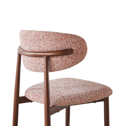 Eetkamerstoel Japandi roze Reika walnoot
