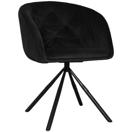 SET DEAL 6 stuks: Eetkamerstoel draaibaar zwart velvet Tamara