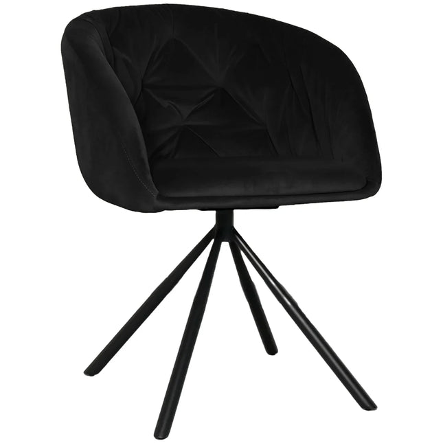 SET DEAL 6 stuks: Eetkamerstoel draaibaar zwart velvet Tamara