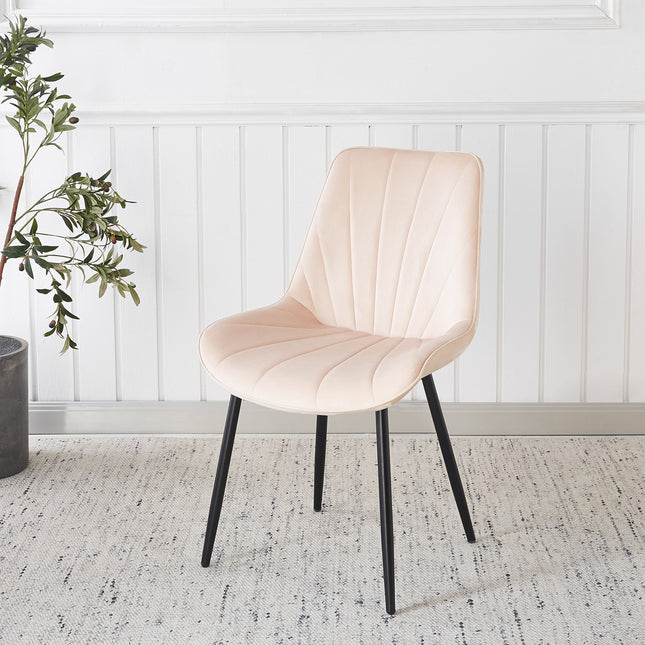 Eetkamerstoel beige velvet Tessa