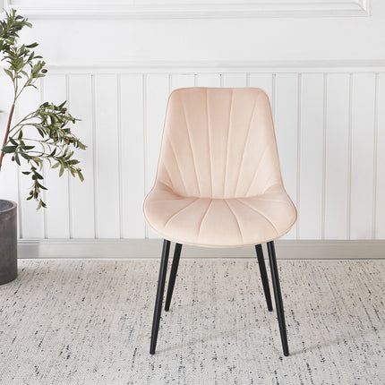 Eetkamerstoel beige velvet Tessa