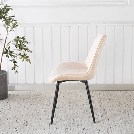 Eetkamerstoel beige velvet Tessa