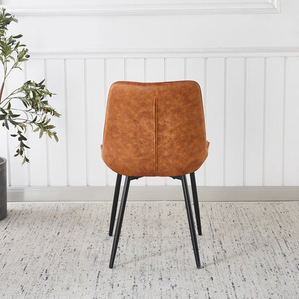 Eetkamerstoel cognac microvezel Tessa