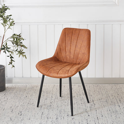 Eetkamerstoel cognac microvezel Tessa