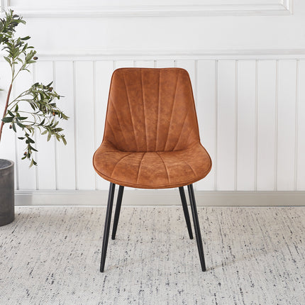 Eetkamerstoel cognac microvezel Tessa