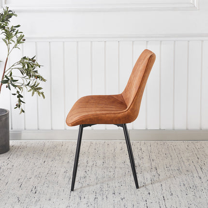 Eetkamerstoel cognac microvezel Tessa