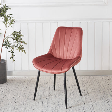 Eetkamerstoel roze velvet Tessa