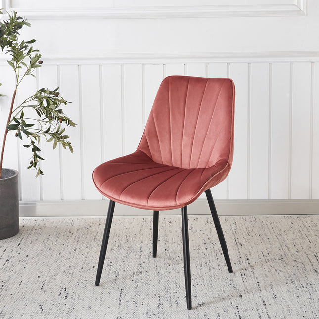 Eetkamerstoel roze velvet Tessa