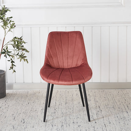 Eetkamerstoel roze velvet Tessa