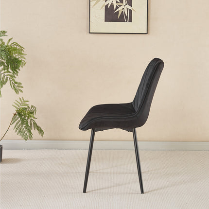 SET DEAL 4 stuks: Eetkamerstoel zwart velvet Tessa
