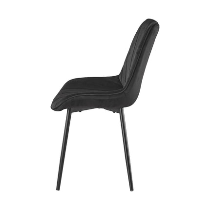 SET DEAL 4 stuks: Eetkamerstoel zwart velvet Tessa