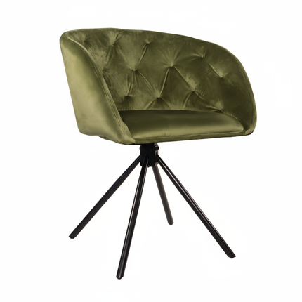 SET DEAL 6 stuks: Eetkamerstoel draaibaar olijfgroen velvet Willow