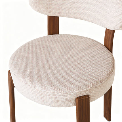 Eetkamerstoel Japandi beige Yaren walnoot