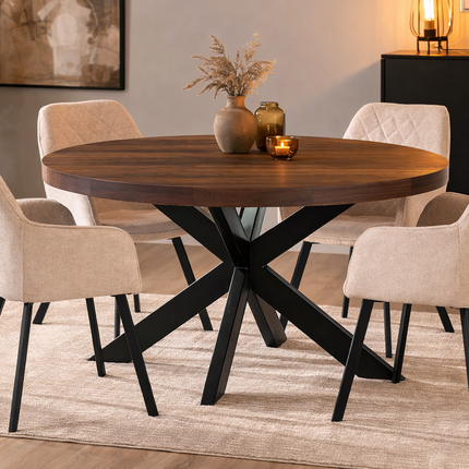 SET DEAL 4 stuks: Eetkamerstoel beige chenille Yurgan