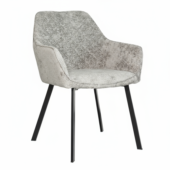 SET DEAL 4 stuks: Eetkamerstoel grijs chenille Yurgan
