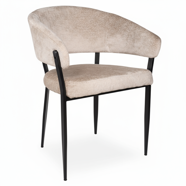 SET DEAL: 6 Eetkamerstoelen Japandi beige chenille Ziva