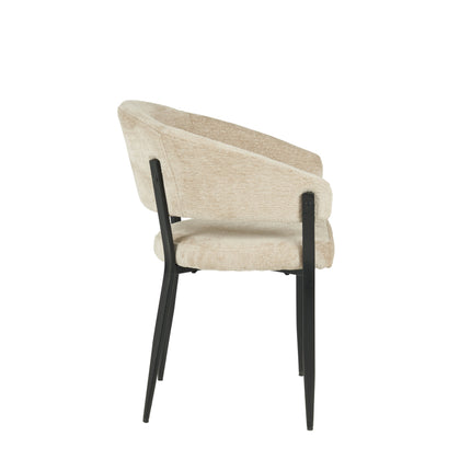 SET DEAL: 6 stuks Eetkamerstoel met armleuning Ziva chenille beige