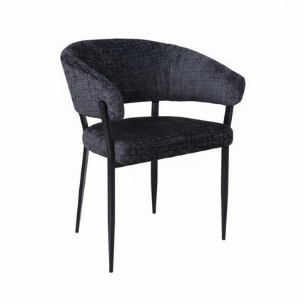 SET DEAL: 4 Eetkamerstoelen Japandi zwart chenille Ziva