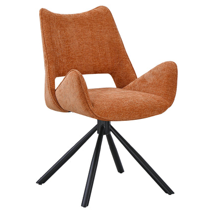 SET DEAL: 4 Eetkamerstoelen draaibaar cognac stof Kevin