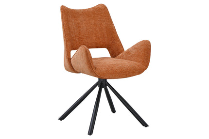 SET DEAL: 4 Eetkamerstoelen draaibaar cognac stof Kevin