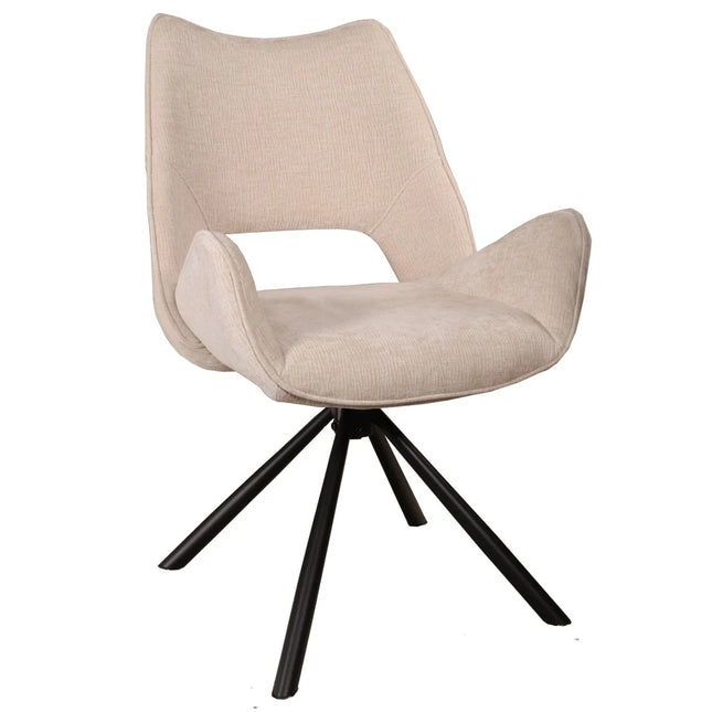 Eetkamerstoel draaibaar beige stof Kevin