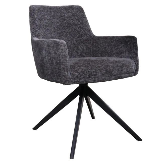 SET DEAL 6 stuks: Eetkamerstoel draaibaar zwart chenille Nola