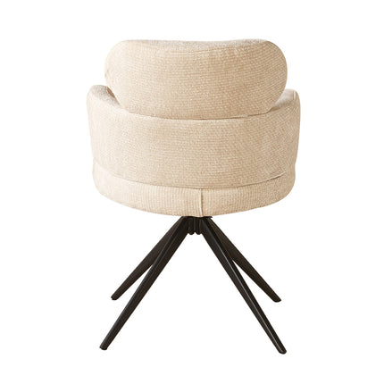 Eetkamerstoel draaibaar beige chenille Elinor