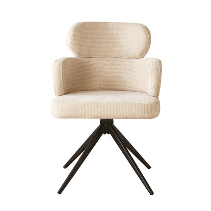 Eetkamerstoel draaibaar beige chenille Elinor