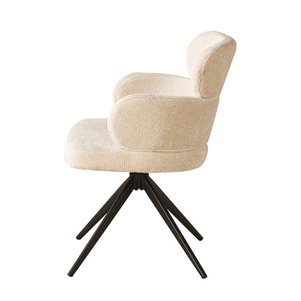 Eetkamerstoel draaibaar beige chenille Elinor