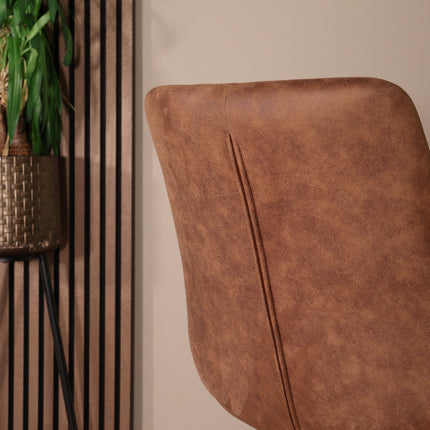 SET DEAL 4 stuks: Eetkamerstoel cognac microvezel Susta