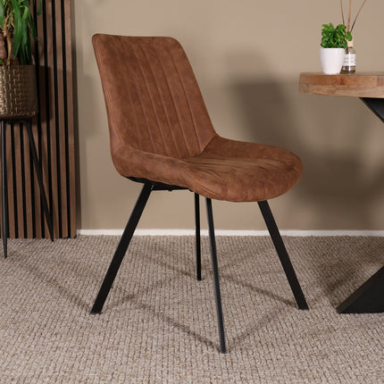 Eetkamerstoel cognac microvezel Susta
