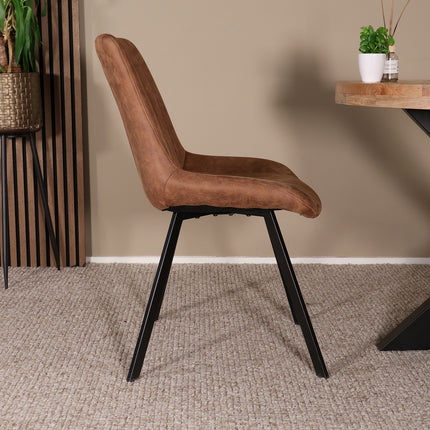 Eetkamerstoel cognac microvezel Susta