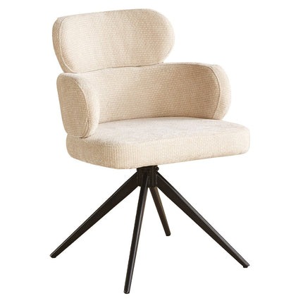 Eetkamerstoel draaibaar beige chenille Elinor