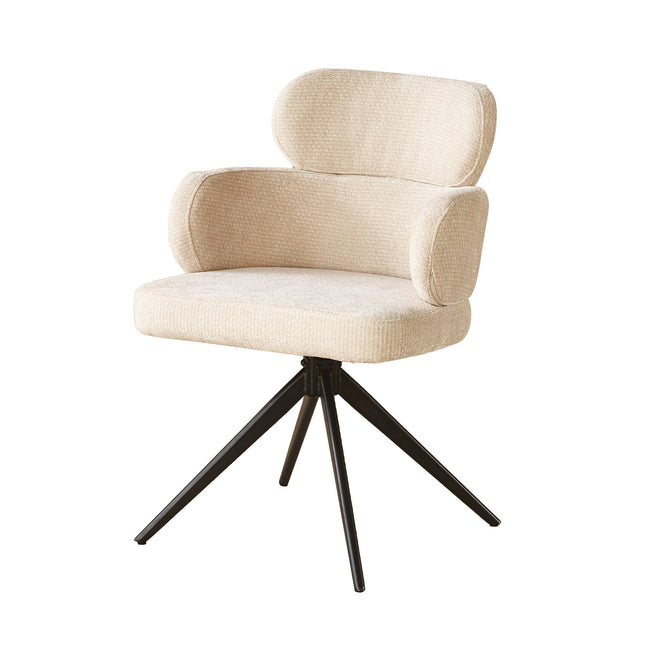 Eetkamerstoel draaibaar beige chenille Elinor
