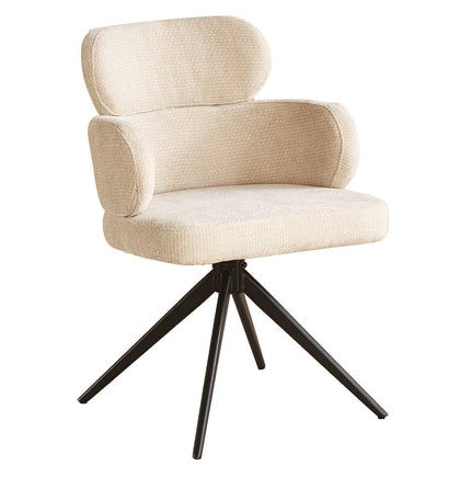 Eetkamerstoel draaibaar beige chenille Elinor