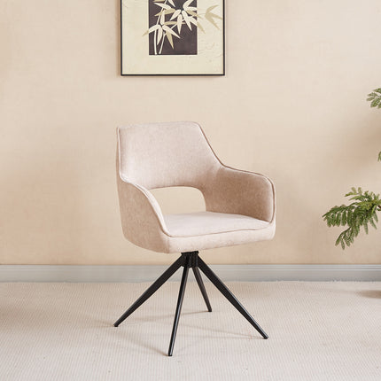 Eetkamerstoel draaibaar beige stof Mateo