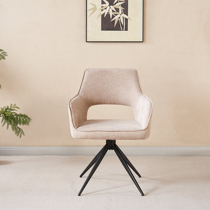 Eetkamerstoel draaibaar beige stof Mateo